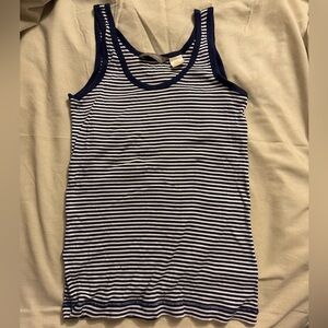 Tommy Bahama White and Blue Fitted Ribbed Tank Top
